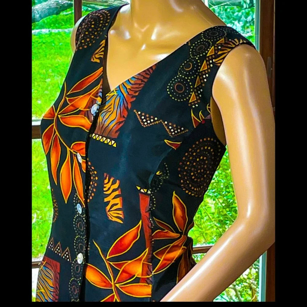 ⭐️HP⭐️VTG▪️SCARLETT▪️Boho Collage Bead Accented Open Back Sleeveless Maxi Dress - Picture 3 of 12